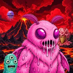 Oozlings #320, Mutant Moth · Lava Fields