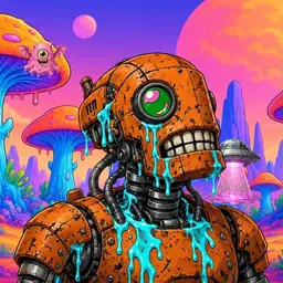 Oozlings #3205, Rusty Robot · Mushroom Desert