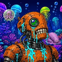 Oozlings #3207, Rusty Robot · Glow Reef