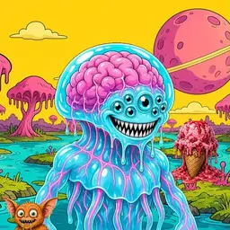 Oozlings #3208, Jellyfish Brain · Turquoise Swamp