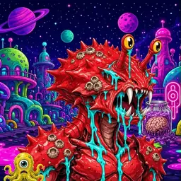 Oozlings #3209, Crab · Neon City