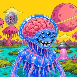 Oozlings #3210, Mutated Jellyfish Brain · Turquoise Swamp