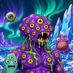 Oozlings #3212, Eyeball Cluster · Aurora Ice