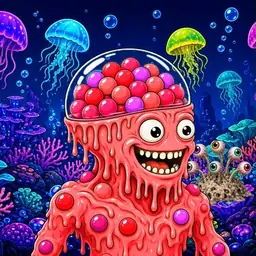 Oozlings #3216, Mutated Gumball Brain · Glow Reef