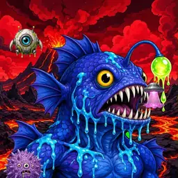 Oozlings #3219, Anglerfish · Lava Fields