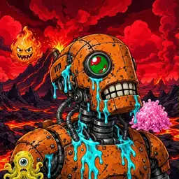 Oozlings #3223, Rusty Robot · Lava Fields