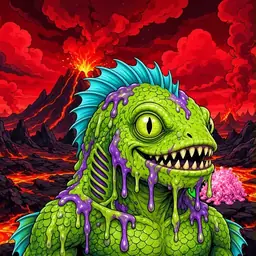 Oozlings #3225, Swamp Fish · Lava Fields