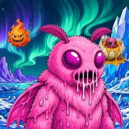 Oozlings #3228, Mutant Moth · Aurora Ice