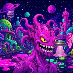 Oozlings #3238, Squid · Neon City
