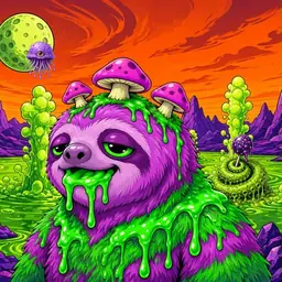 Oozlings #3240, Mutated Slime Sloth · Acid Lake