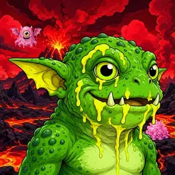 Oozlings #3255, Mutated Toad Goblin · Lava Fields