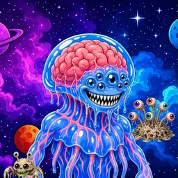 Oozlings #3258, Mutated Jellyfish Brain · Void Nebula