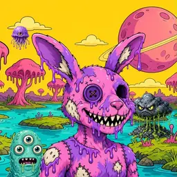 Oozlings #3265, Zombie Bunny · Turquoise Swamp