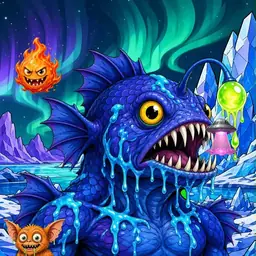 Oozlings #3267, Anglerfish · Aurora Ice