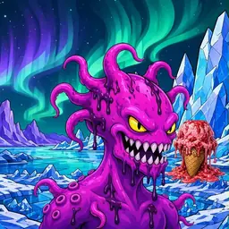 Oozlings #3281, Squid · Aurora Ice