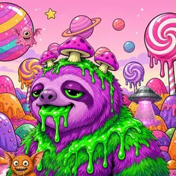 Oozlings #3282, Mutated Slime Sloth · Candy Planet