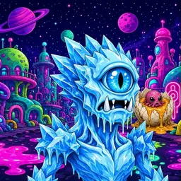 Oozlings #3285, Ice Cyclops · Neon City