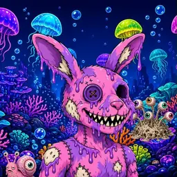 Oozlings #3291, Zombie Bunny · Glow Reef