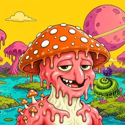 Oozlings #3299, Mutated Mushroom Head · Turquoise Swamp