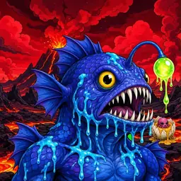 Oozlings #3300, Anglerfish · Lava Fields
