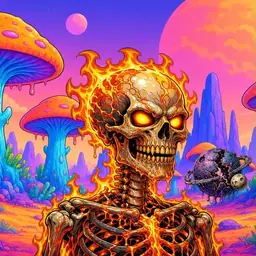 Oozlings #3309, Fire Skull · Mushroom Desert