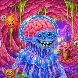 Oozlings #3314, Mutated Jellyfish Brain · Flesh Cave