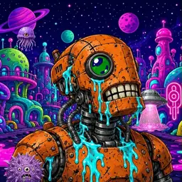Oozlings #3318, Rusty Robot · Neon City