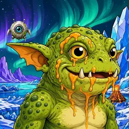 Oozlings #3322, Toad Goblin · Aurora Ice