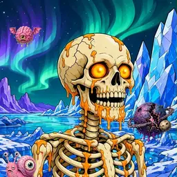 Oozlings #3324, Skull · Aurora Ice