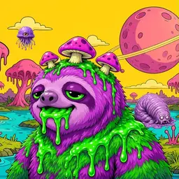 Oozlings #3326, Mutated Slime Sloth · Turquoise Swamp