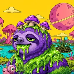 Oozlings #3327, Slime Sloth · Turquoise Swamp