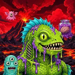 Oozlings #3332, Swamp Fish · Lava Fields