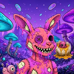 Oozlings #334, Mutated Zombie Bunny · Fungus Forest