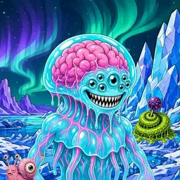 Oozlings #3342, Jellyfish Brain · Aurora Ice