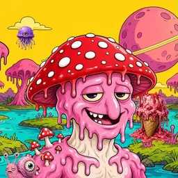 Oozlings #3347, Mushroom Head · Turquoise Swamp