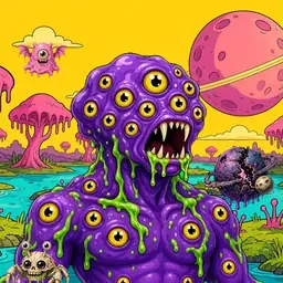 Oozlings #3351, Eyeball Cluster · Turquoise Swamp