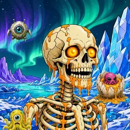 Oozlings #3352, Skull · Aurora Ice