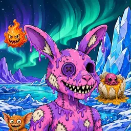 Oozlings #3353, Zombie Bunny · Aurora Ice