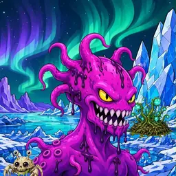 Oozlings #3357, Squid · Aurora Ice