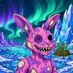Oozlings #3359, Zombie Bunny · Aurora Ice