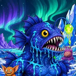 Oozlings #3365, Anglerfish · Aurora Ice