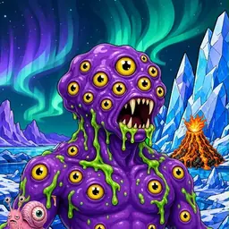 Oozlings #3370, Eyeball Cluster · Aurora Ice