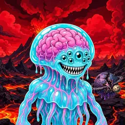 Oozlings #3375, Jellyfish Brain · Lava Fields
