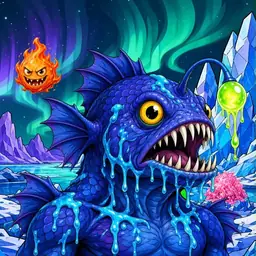 Oozlings #3378, Anglerfish · Aurora Ice