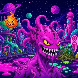 Oozlings #3383, Squid · Neon City