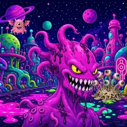Oozlings #3391, Squid · Neon City
