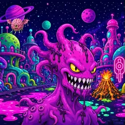 Oozlings #3401, Squid · Neon City