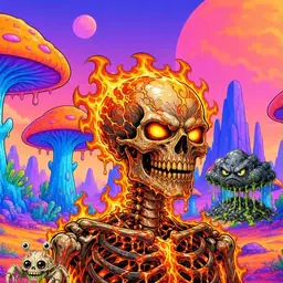 Oozlings #3402, Fire Skull · Mushroom Desert