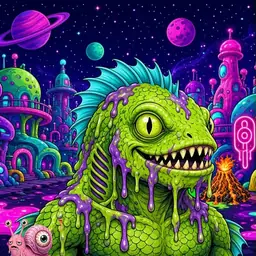 Oozlings #3403, Swamp Fish · Neon City