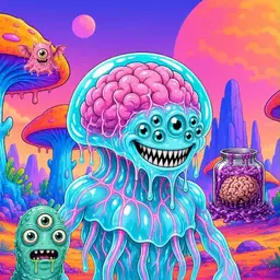 Oozlings #3411, Jellyfish Brain · Mushroom Desert